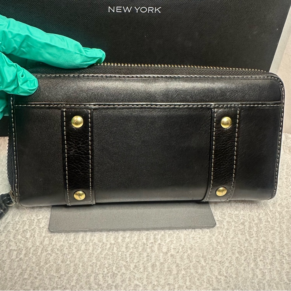Coach Black Leather Wallet with Gold Accents - Picture 13 of 13